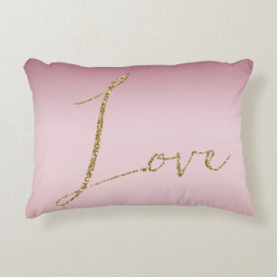 Coussins Décoratifs Blush Pink Ombre Parties scintillant Gold Love