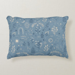 Coussins Décoratifs Boho Céleste Botanique Bleu Poussiéreux Cosy