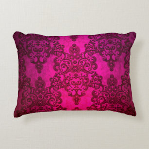 Coussins Décoratifs Boho Damassé Rose Profond Brillant de Style Victor
