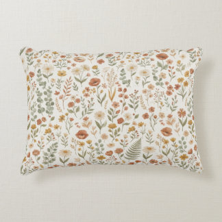Coussins Décoratifs Boho Fleur Sauvage Aquarelle Floral Terracotta
