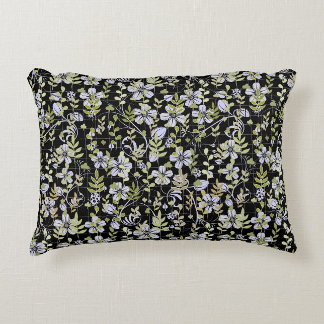 Coussins Décoratifs Boho motif 02.w Floral sur Black BG (Devant)