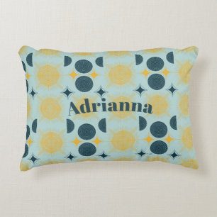 Coussins Décoratifs Boho Sun Moon Stars Baby Blue Yellow Personnalisé
