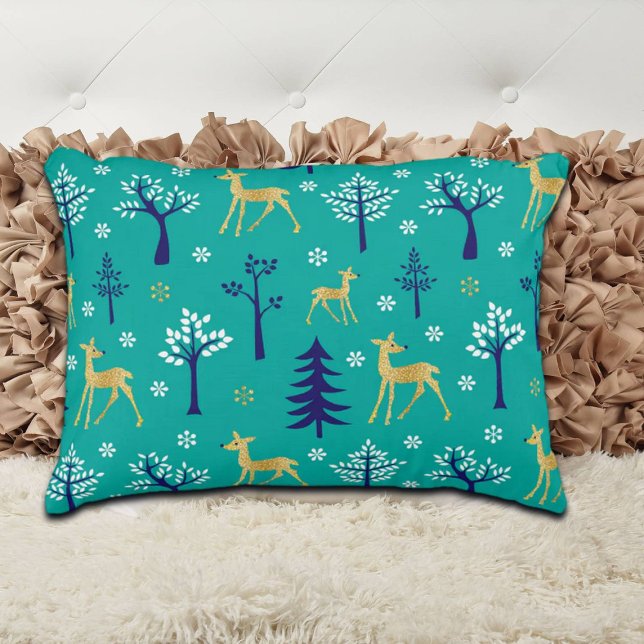 Coussins Décoratifs Boho Trees Gold Deers Moderne (Créateur téléchargé)