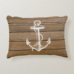 Coussins Décoratifs Bois brun rustique vintage d'ancre blanche