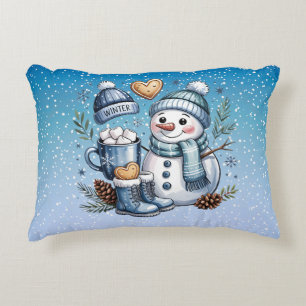 Coussins Décoratifs Bonhomme de neige cosy d'hiver