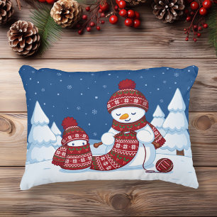 Coussins Décoratifs Bonhomme de neige tricotant une écharpe de Noël
