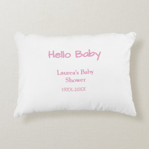 Coussins Décoratifs bonjour bébé rose pastel tendance nom date baby sh