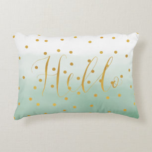 Coussins Décoratifs Bonjour Confettis Dorés Aquarelle Menthe