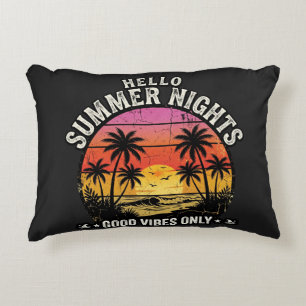 Coussins Décoratifs Bonjour Nuits d'Été Vintage Coucher de Soleil Été