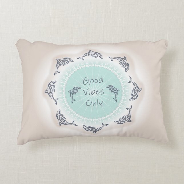 Coussins Décoratifs Bonne Vibes Uniquement | Dauphins Côtiers (Devant)