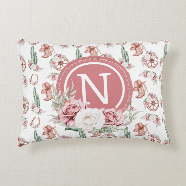 Coussins Décoratifs Boots & Blooms : Western Chic Cowgirl Personnalisé (Devant)