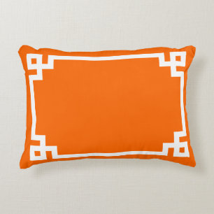 Coussins Décoratifs Bordure grecque blanche et orange vif