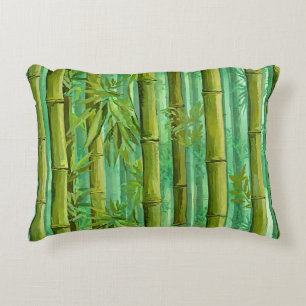 Coussins Décoratifs Bosquet de bambou jungle Verts chauds et frais