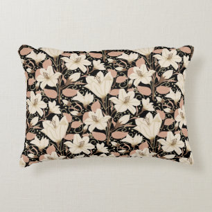 Coussins Décoratifs Botanique Noir Beige Lily Motif Floral