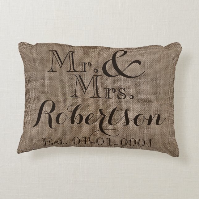 Coussins Décoratifs Boule-Look Rustique Mariage personnalisable (Dos)
