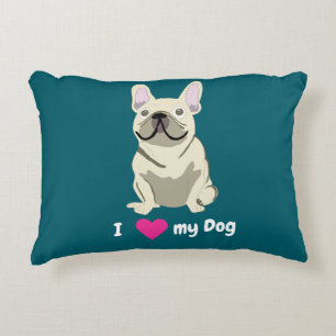 Coussins Décoratifs Bouledogue Français Crème, J'aime mon Chien