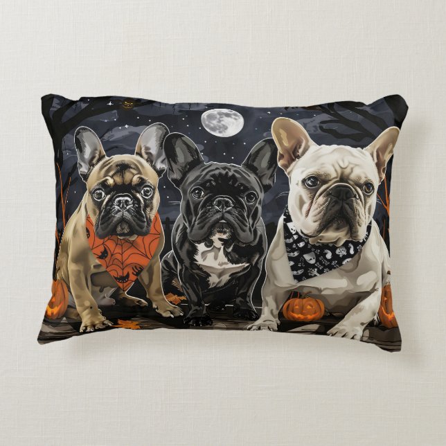 Coussins Décoratifs Bouledogue français Halloween épouvantable (Dos)