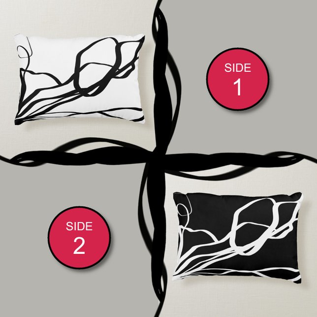 Coussins Décoratifs Bouquet Blanc & Noir : Abstrait Blanc & Noir (Créateur téléchargé)