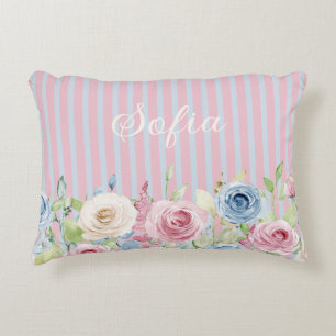 Coussins Décoratifs Bouquet de roses pastel personnalisé coquette