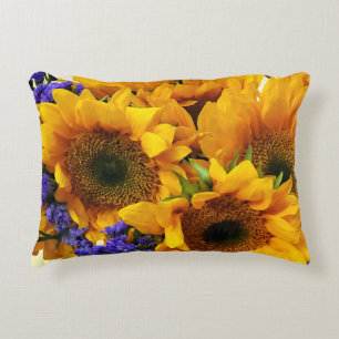 Coussins Décoratifs Bouquet de tournesols et de statice pourpre