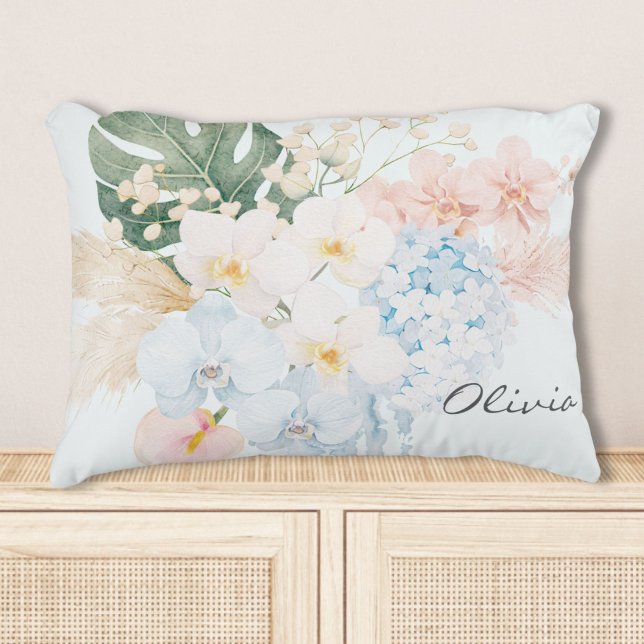 Coussins Décoratifs Bouquet Floral de Fleurs Tropicales à l'Aquarelle  (Créateur téléchargé)