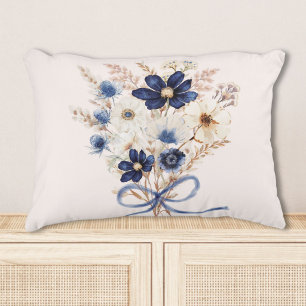 Coussins Décoratifs Bouquet Floral Fleur Bleu Marine Aquarelle
