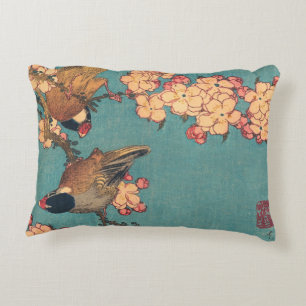 Coussins Décoratifs Bouvreuil d'Hokusai et Cerisier Fleur Vintage Oise
