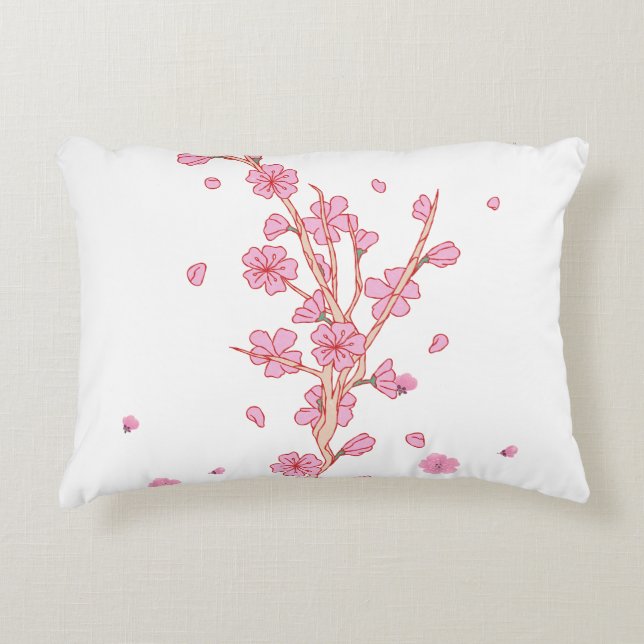 Coussins Décoratifs Branche de Sakura Fleur de Cerisier Rose (Devant)