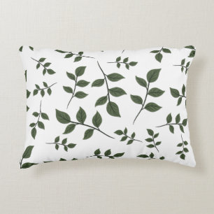 Coussins Décoratifs Branches de feuillage avec Feuilles verts en blanc