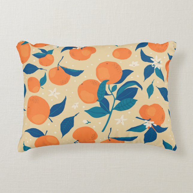 Coussins Décoratifs Branches Oranges : Motif Arrière - plan beige (Devant)