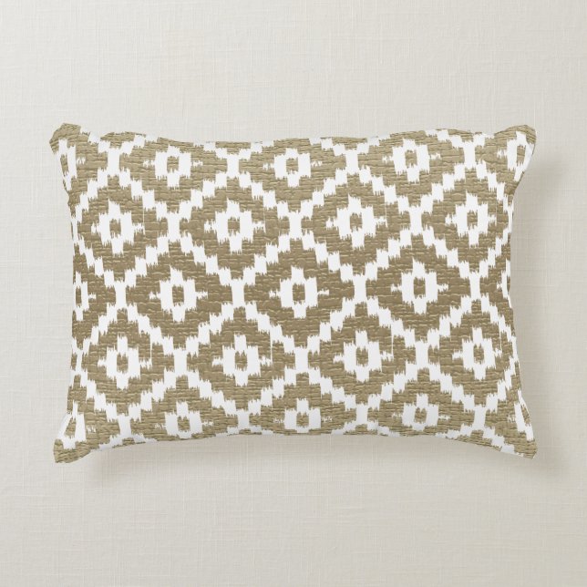 Coussins Décoratifs Brique Beige Aztec Tribal Print Ikat Diamond Pattr (Devant)