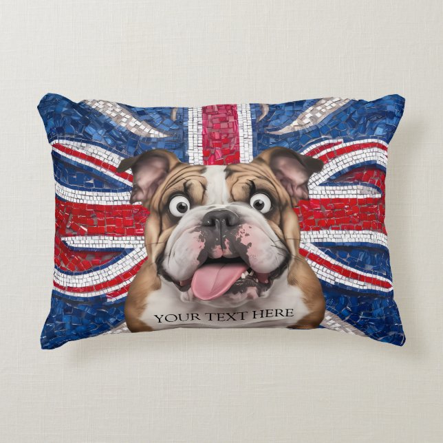 Coussins Décoratifs Britanniques Bulldog avec le drapeau de l'Union co (Devant)