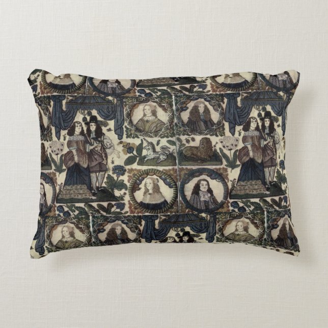 Coussins Décoratifs Broderie de perles Charles II et sa reine (Devant)