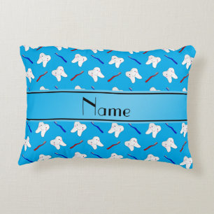 Coussins Décoratifs Brosses de bleu et motif nommés personnalisés de