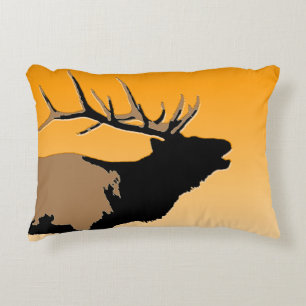 Coussins Décoratifs Brouillonnant Bull Elk au coucher du soleil Art or