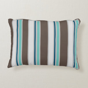 Coussins Décoratifs Brown, bleu et Turquoise à rayures décoratives P