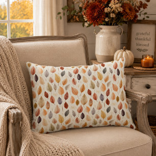 Coussins Décoratifs Brun rouille crème gris feuilles d'automne moderne