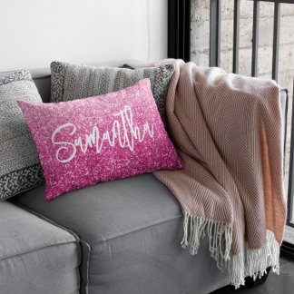 Coussins Décoratifs Brush Calligraphy Nom Luxe Pink Ombre