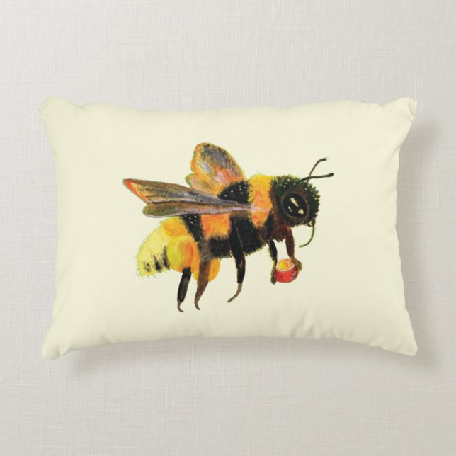 Coussins Décoratifs Bumble Bee transportant du pollen (Devant)