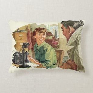 Coussins Décoratifs Bureau d'entreprise vintage, PDG patron et secréta