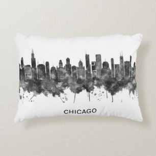 Coussins Décoratifs BW de Chicago Illinois Skyline