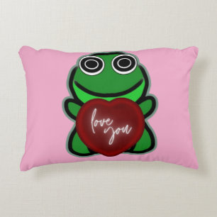 Coussins Décoratifs Cadeau de coeur de grenouille mignonne personnalis