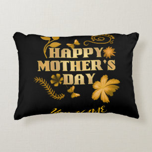 Coussins Décoratifs Cadeau floral doré personnalisé pour la fête des m