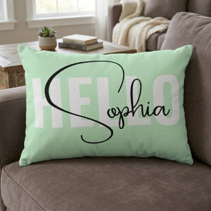 Coussins Décoratifs Cadeau personnalisé Bonjour Nom Moderne Pastel M