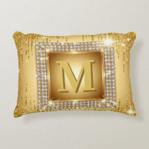 Coussins Décoratifs ✨ Cadre de monogramme doré avec nom personnalisé ✨