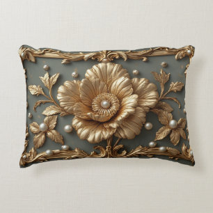 Coussins Décoratifs Cadre floral or luxueux