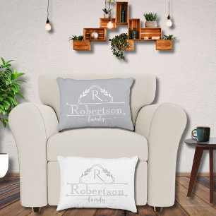 Coussins Décoratifs Cadre Monogramme de Famille Gris Argent Séparé