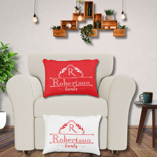 Coussins Décoratifs Cadre Monogramme Familial Séparé Rouge & Blanc