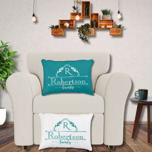 Coussins Décoratifs Cadre Monogramme Familial Tropical Turquoise Sépar