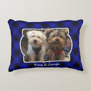 Coussins Décoratifs Cadre photo personnalisé 2 bleu et noir